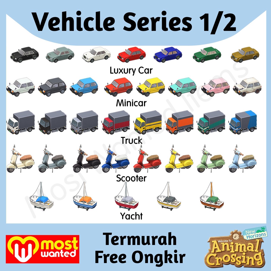 Jual Vehicle Series Set Animal Crossing New Horizon ACNH NMT Item Bells