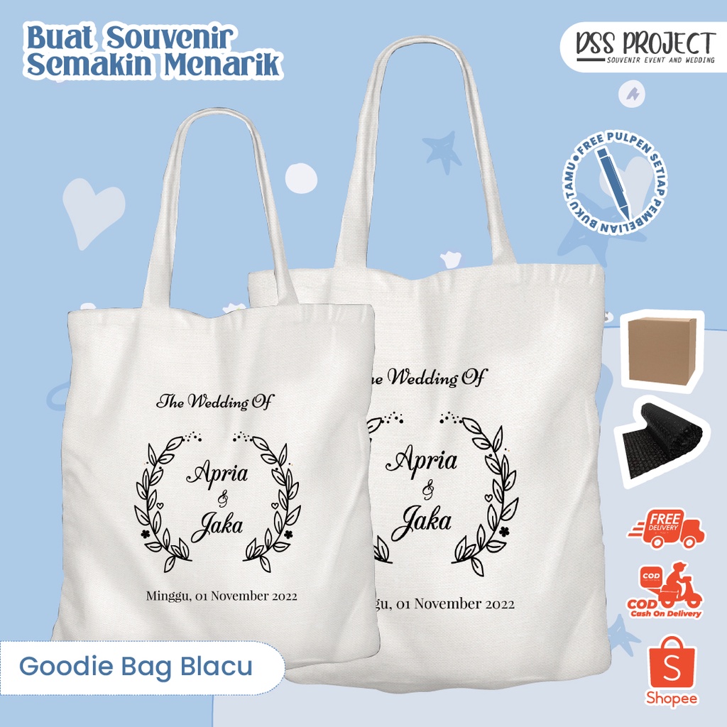 Jual Grosir Tas Goodie Bag Totebag Blacu Souvenir Custom Perusahaan
