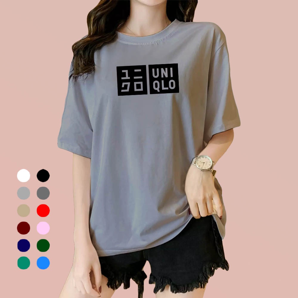 Jual Kaos Wanita UNiqlo 2 Kaos Distro Cewek Atasan wanita lengan pendek baju Cewek bahan katun