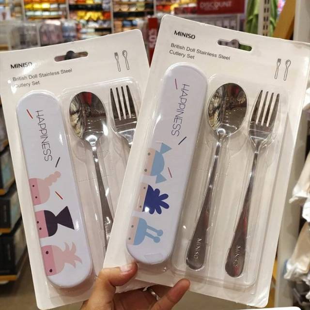 Jual Miniso Official cutlery set British doll twopiece Stainless Steel
