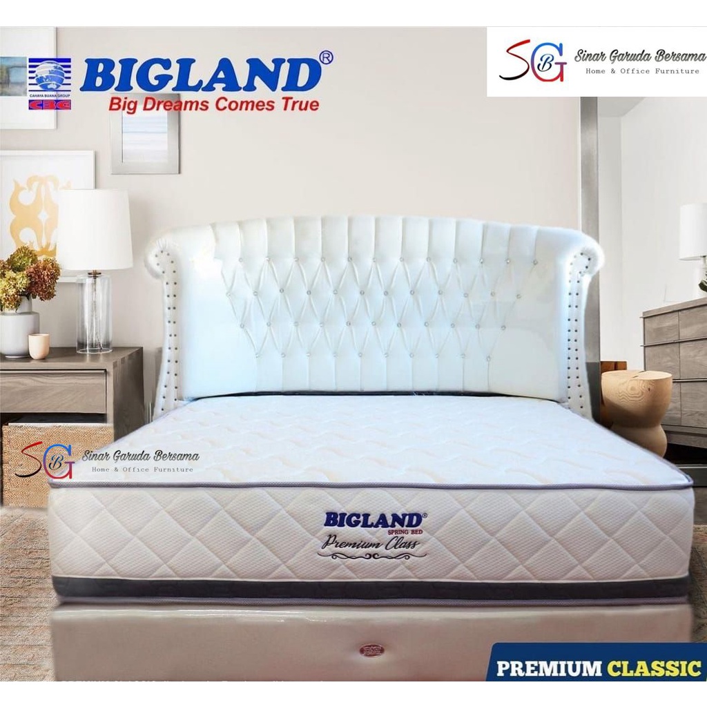 Jual BIGLAND KASUR SPRING BED WARNA PUTIH PREMIUM CLASSIC / KASUR