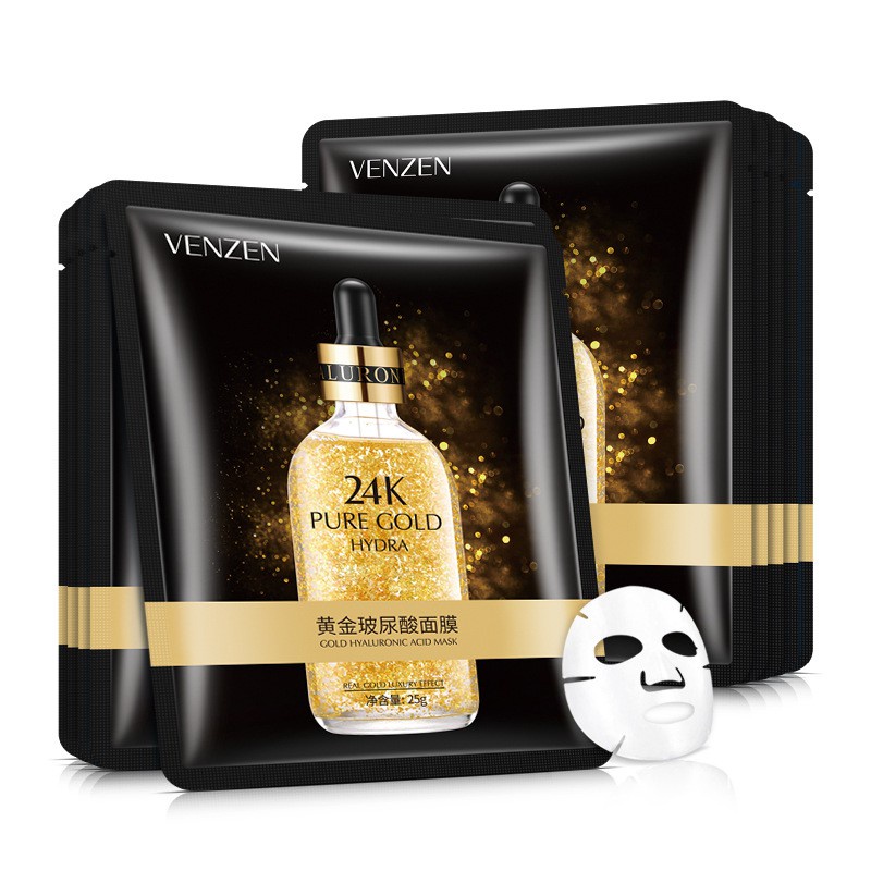 Jual VENZEN/veze 24K Pure Gold Hyaluronic Acid Facial Mask Masker