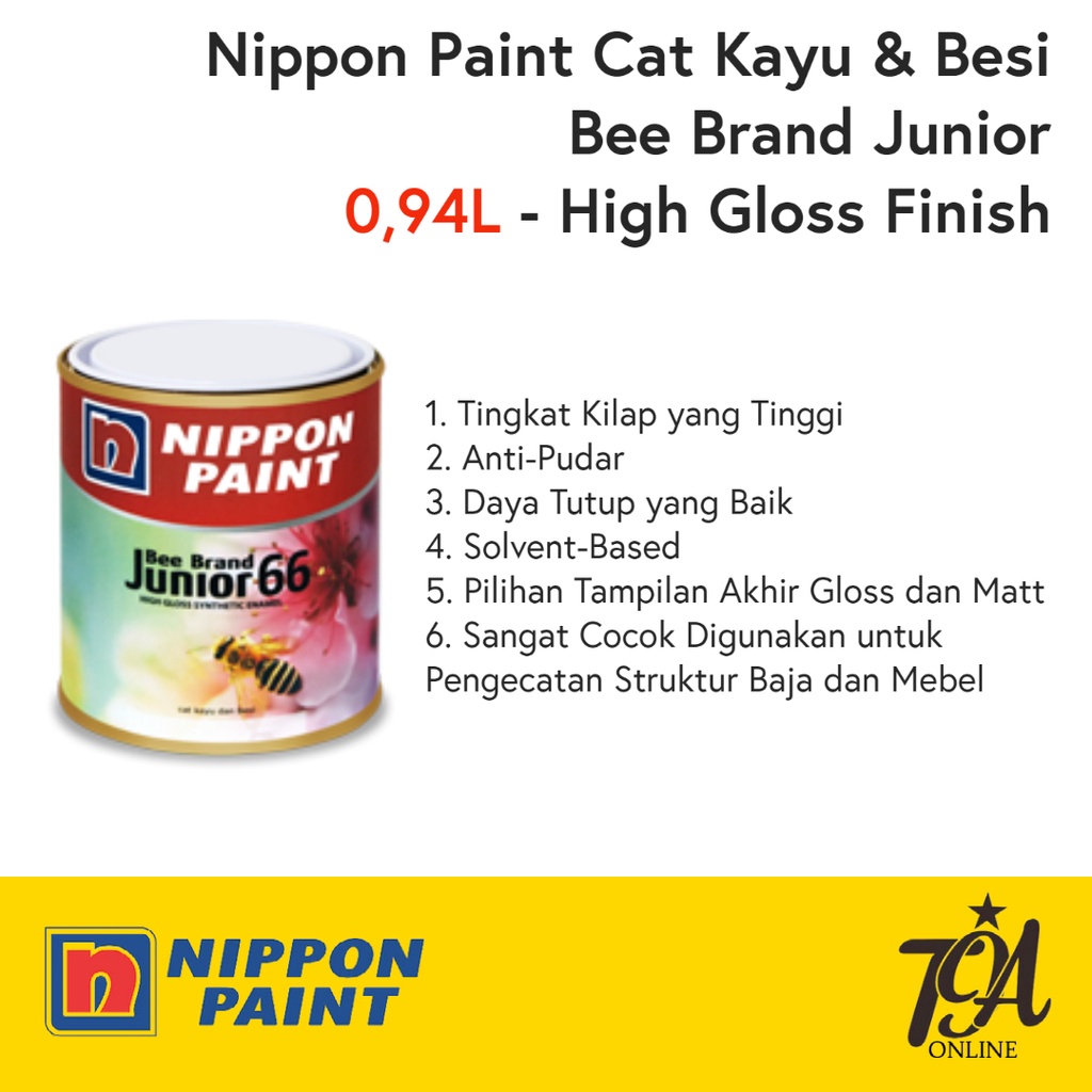 Jual Cat Kayu atau Besi Bee Brand Junior 66 Nippon Paint 0,94L