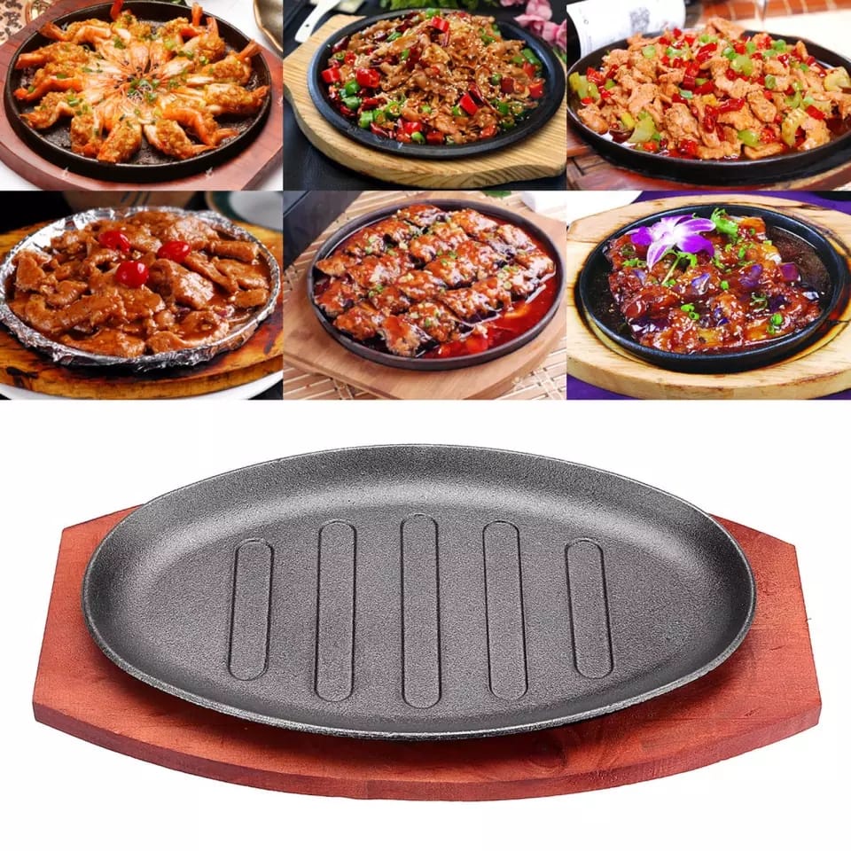 Jual Hot Plate Oval Garis Hotplate model baru / Grill Piring Steak