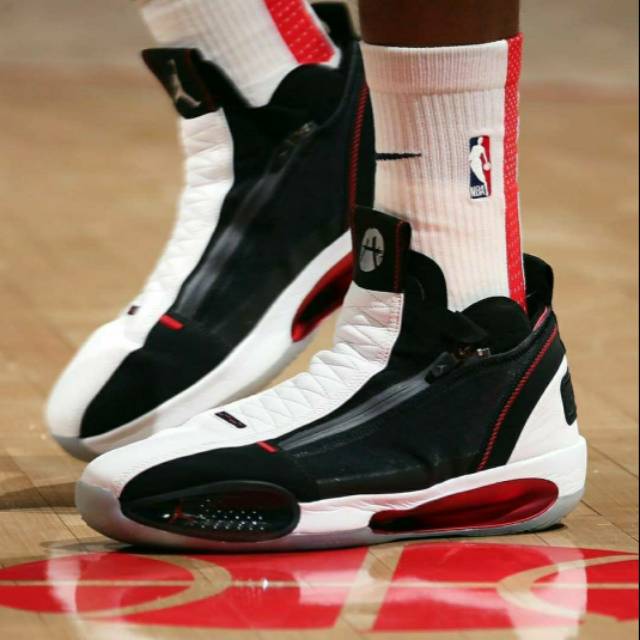 Jual Sepatu Nike Air Jordan 34 "Red Orbit Zipper " White Black Merah
