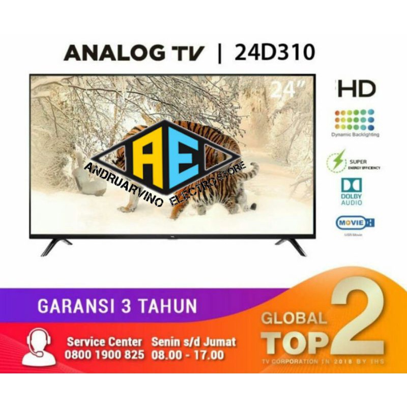 Jual TV LED TCL L24D310 LED TV SLIM 24 INCH 24D310/24B5 (HDMI 2, USB