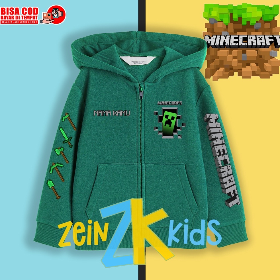 Jual Jaket Hoodie Zipper Anak Minecraft Logo / Hoodie Sweater Minecraft