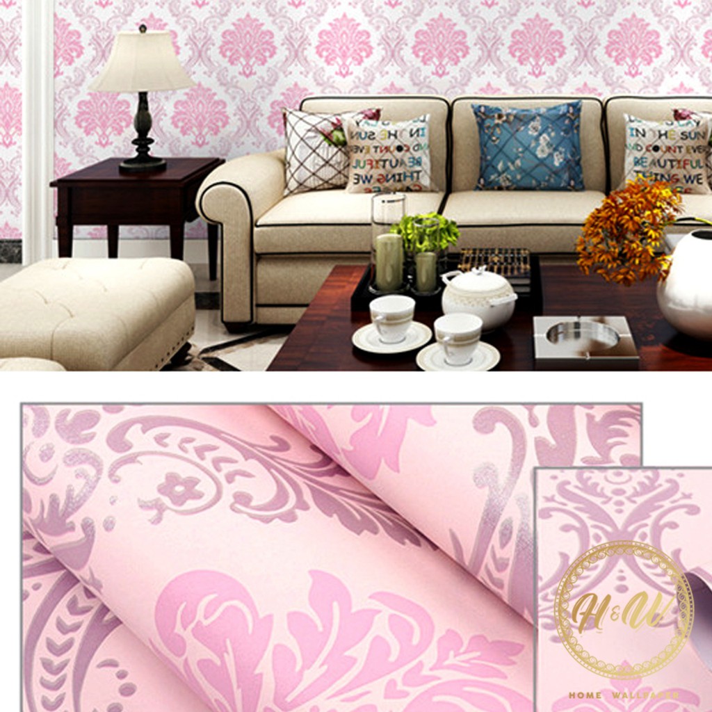 Jual Wallpaper Sticker Dinding Batik Pink 45cm x 10m Wallpaper