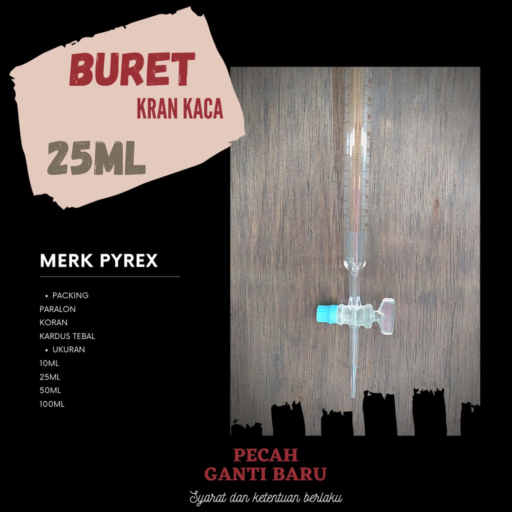 Jual Buret 25ml Kran Kaca Merk Pyrex Burette Glass Alat Titrasi