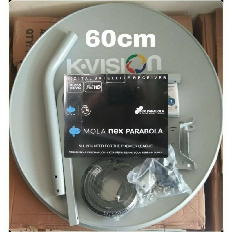 Jual Antena Parabola Kvision 60cm Lengkap Receiver Mola Nex Hitam.Mola