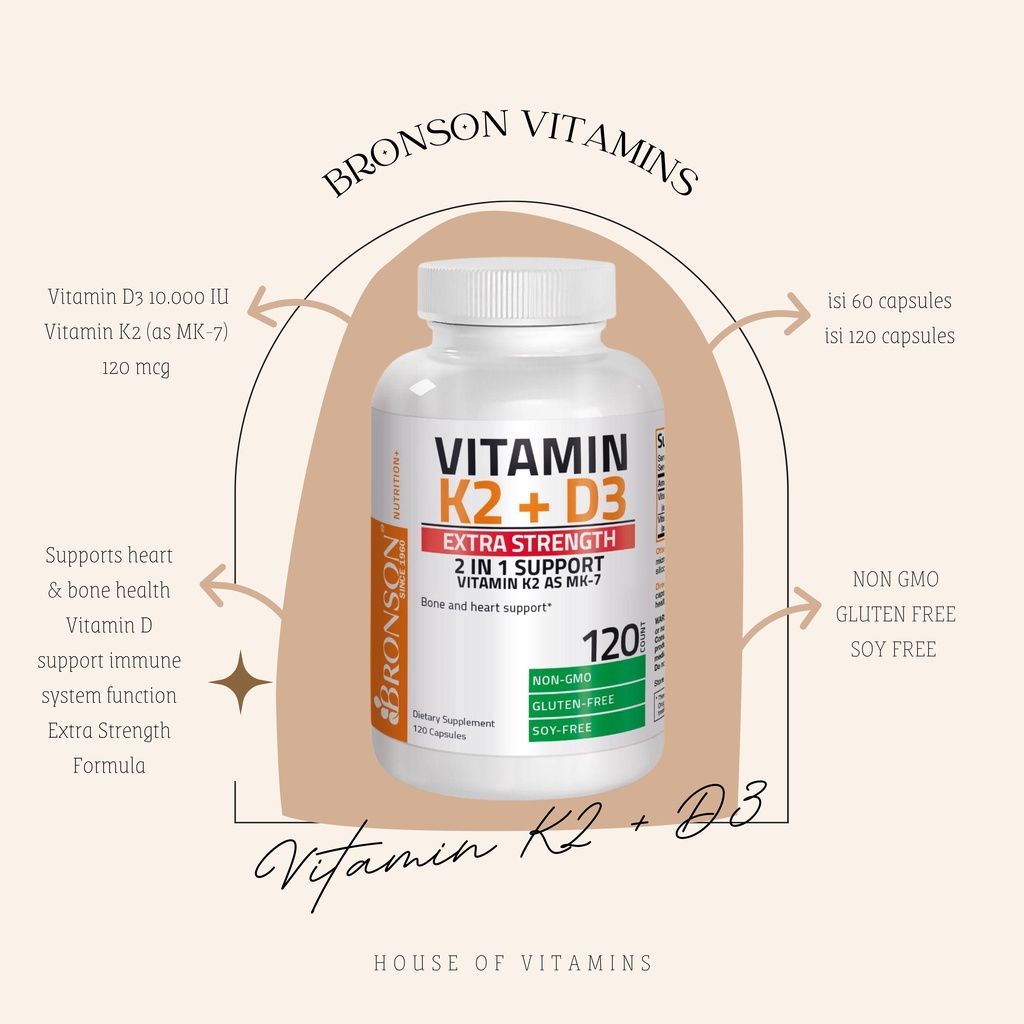 Jual Bronson Vitamin K2 D3 10000 IU Extra Strength Shopee Indonesia