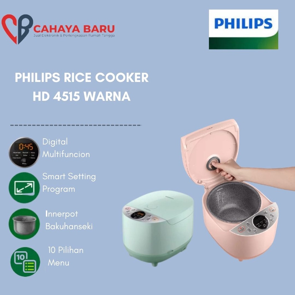 Jual PHILIPS RICE COOKER HD4515 WARNA Shopee Indonesia