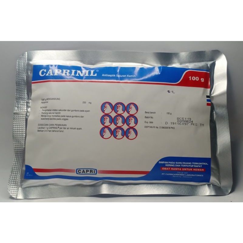 Jual Caprinil 100 gram Obat Gumboro Ayam sejenis Gumbonal Rennil