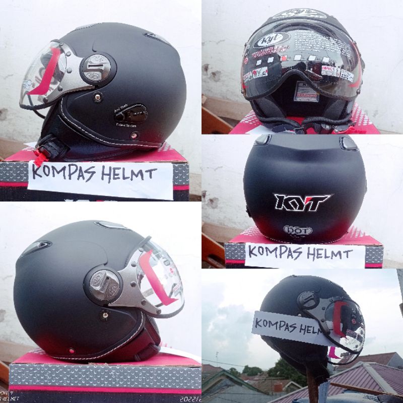 Jual HELM KYT ELSICO SOLID BLACK DOFT HELM CLASSIC KYT Shopee Indonesia