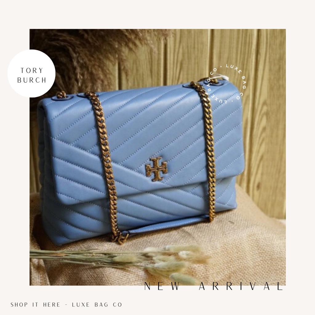 Jual Tory Burch Kira Chevron Convertible Shoulder Bag Bluewood 100