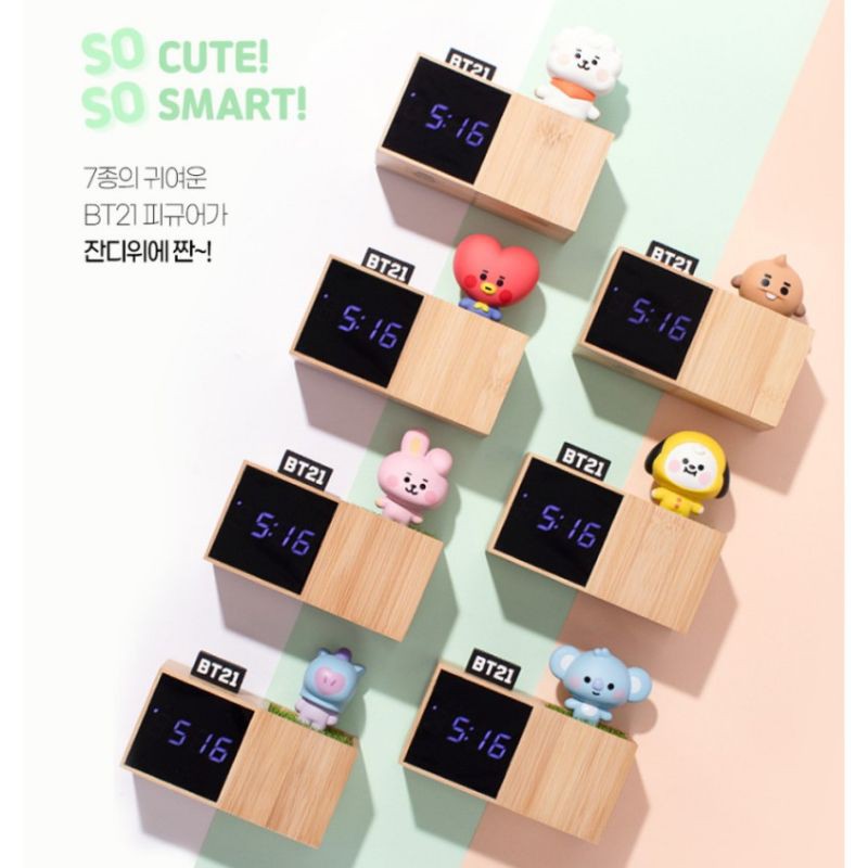 Jual BTS BT21 Official Baby LED Digital Desk Clock Alarm Temperature