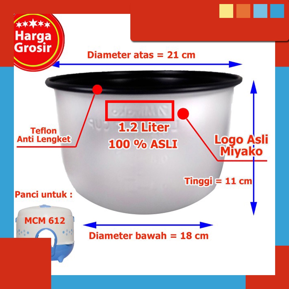 Jual ASLI ORIGINAL dengan UKIRAN LOGO Inner Pot Panci TEFLON Rice