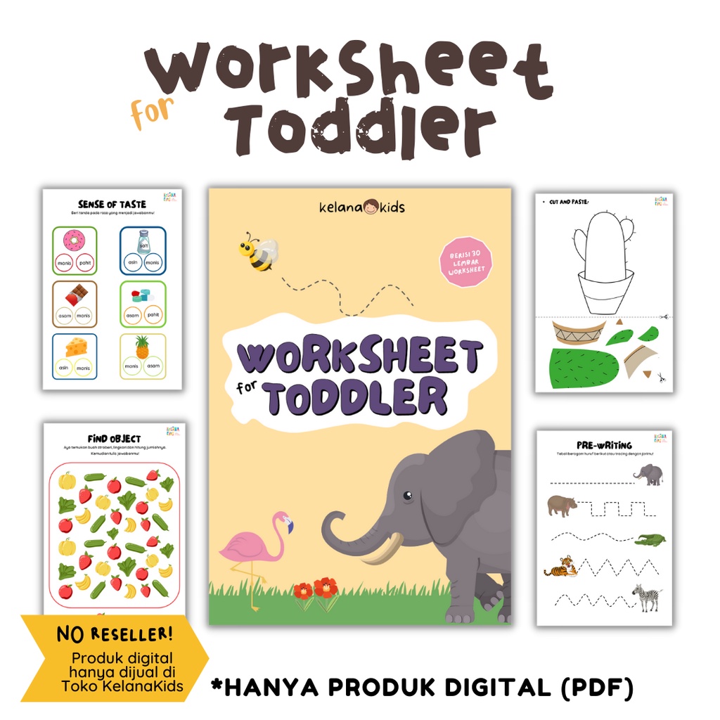 Jual Worksheet for Toddler Anak Usia 3 4 5 Tahun TK PAUD 30 Lembar Buku