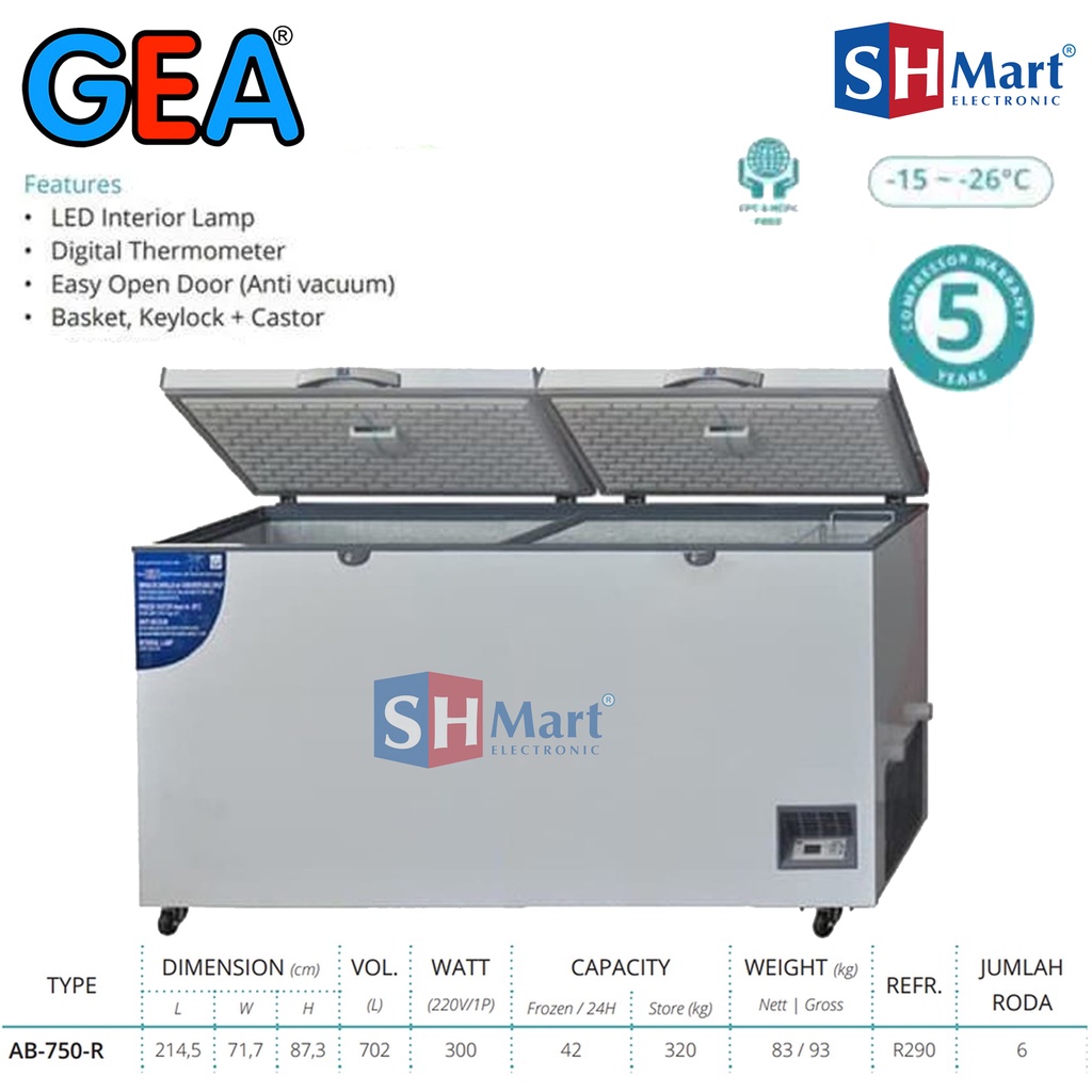 Jual CHEST FREEZER GEA KAPASITAS 702 LITER AB750R AB750R FREEZER BOX 2