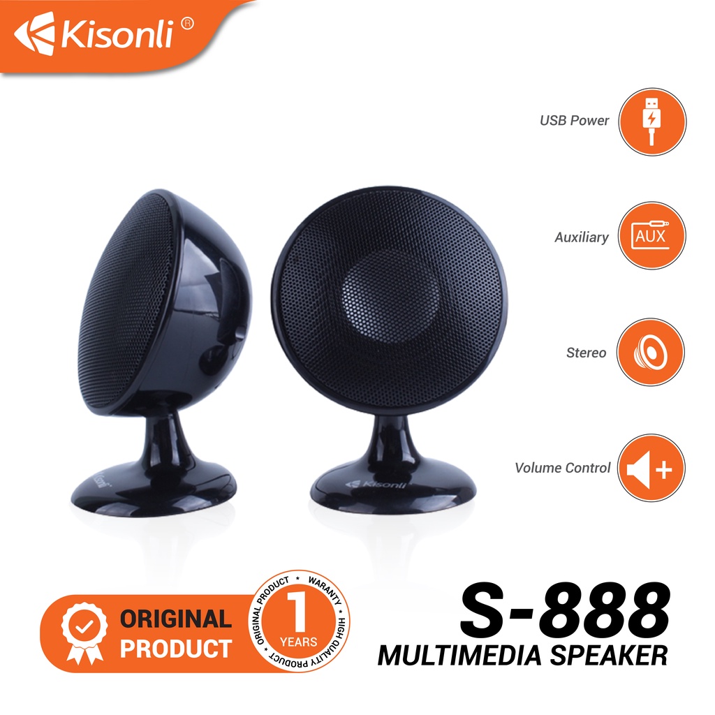 Jual KISONLI Speaker Mini Komputer / Laptop S888 Hitam Super Bass