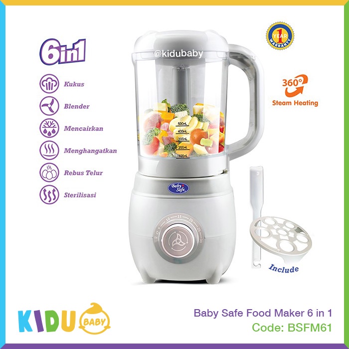 Jual Baby Safe Food Maker 6 in 1 Blender Bubur MPASI Bayi LB012 Kidu