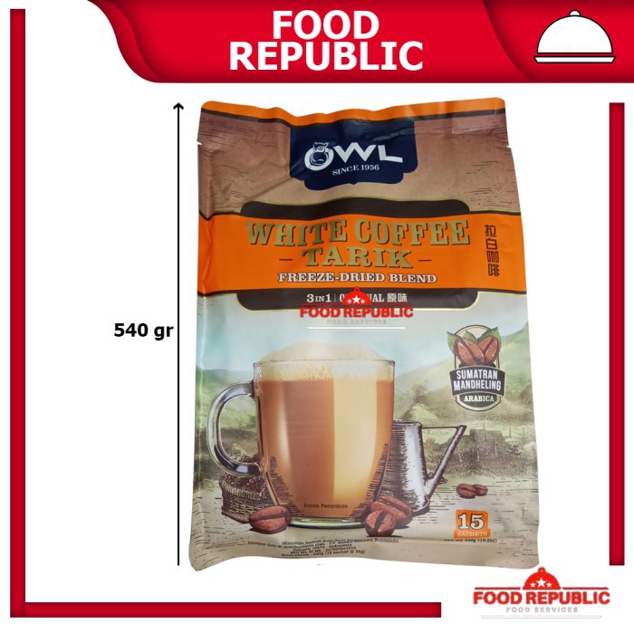 Jual OWL WHITE COFFEE TARIK 3 IN 1 SUMATRAN ARABICA ORIGINAL 15PCS