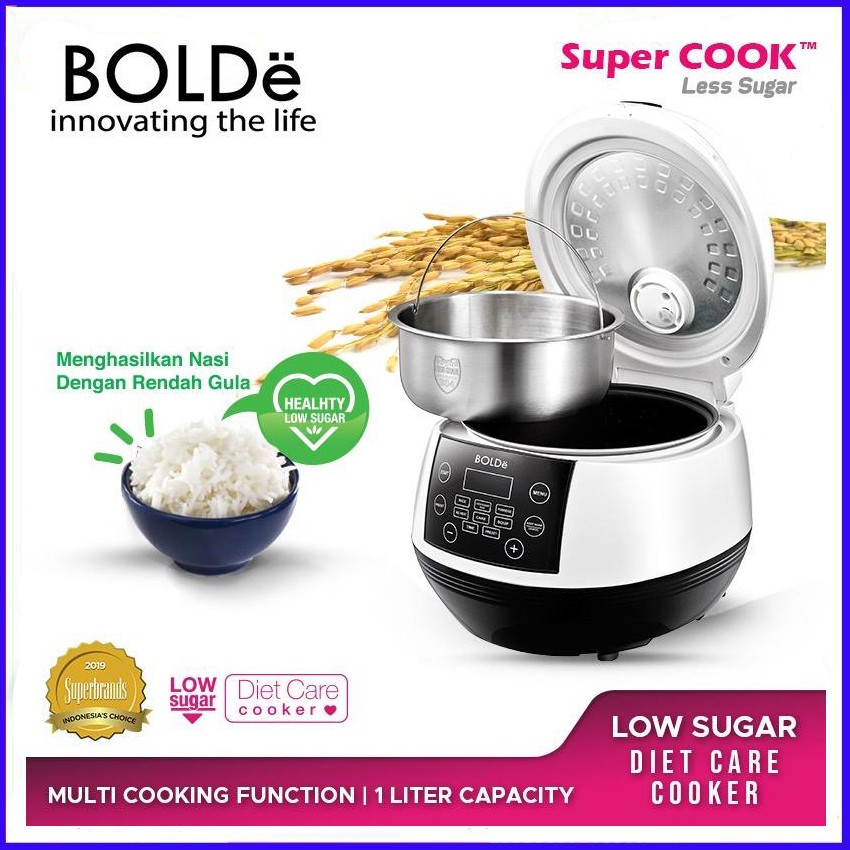 Jual BOLDe Super COOK Less Sugar Rice Cooker 1 Liter Low Carbo 400 Watt