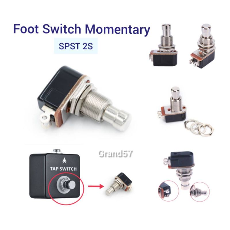 Jual Footswitch Pedal Efek Gitar Momentary SPST 2S Foot Push Button