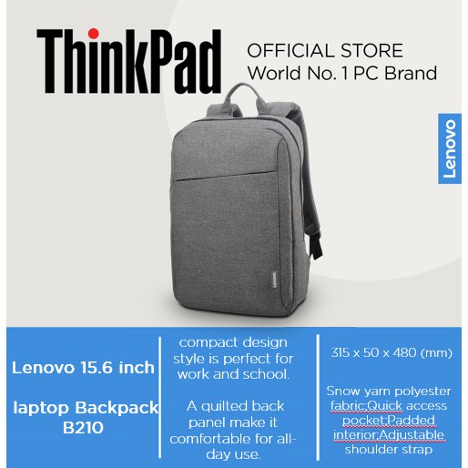 Jual Lenovo 15.6 inch laptop Backpack B210 GreyROW Shopee Indonesia