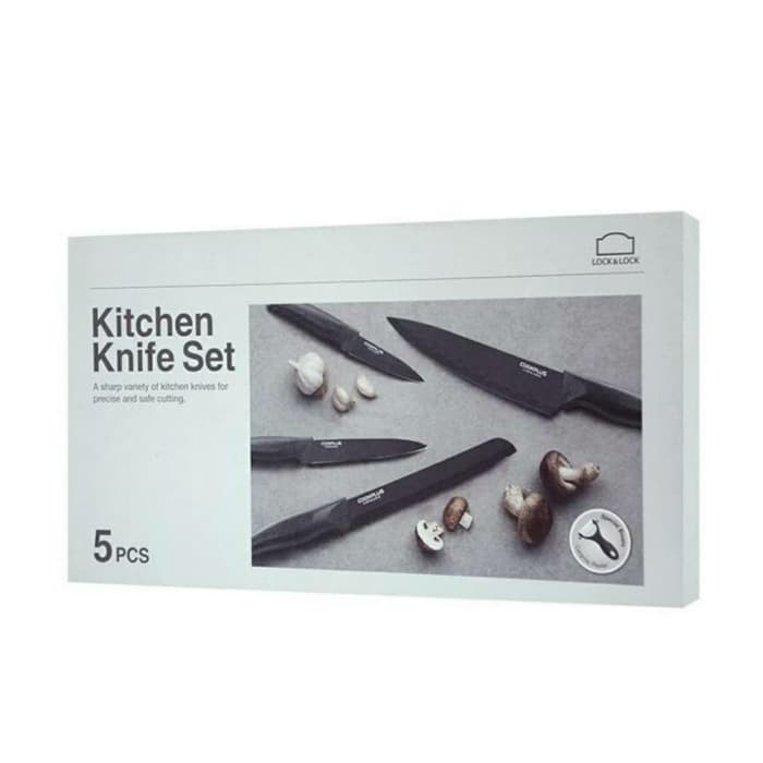 Jual LOCK & LOCK KITCHEN KNIFE SET CKK 101S 5BLK BLACK/ PISAU SET