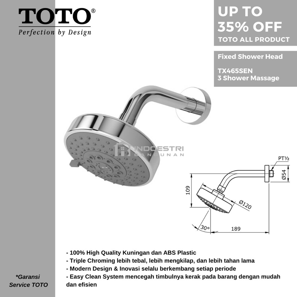 Jual Fixed Shower Head TOTO TX465SEN / Wall Shower TOTO TX465SEN (3