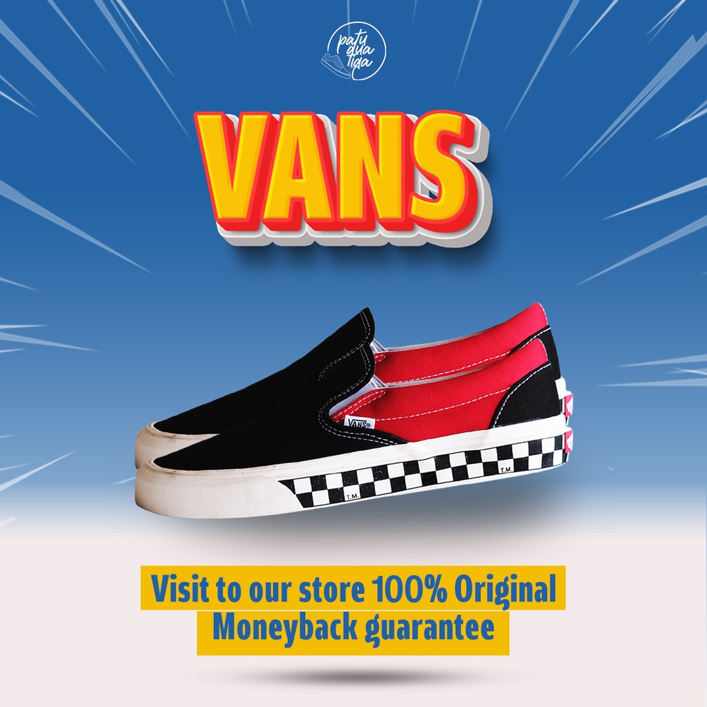 Jual Vans Bmx Slip ON Checkerboard Black / Red / Vans Original