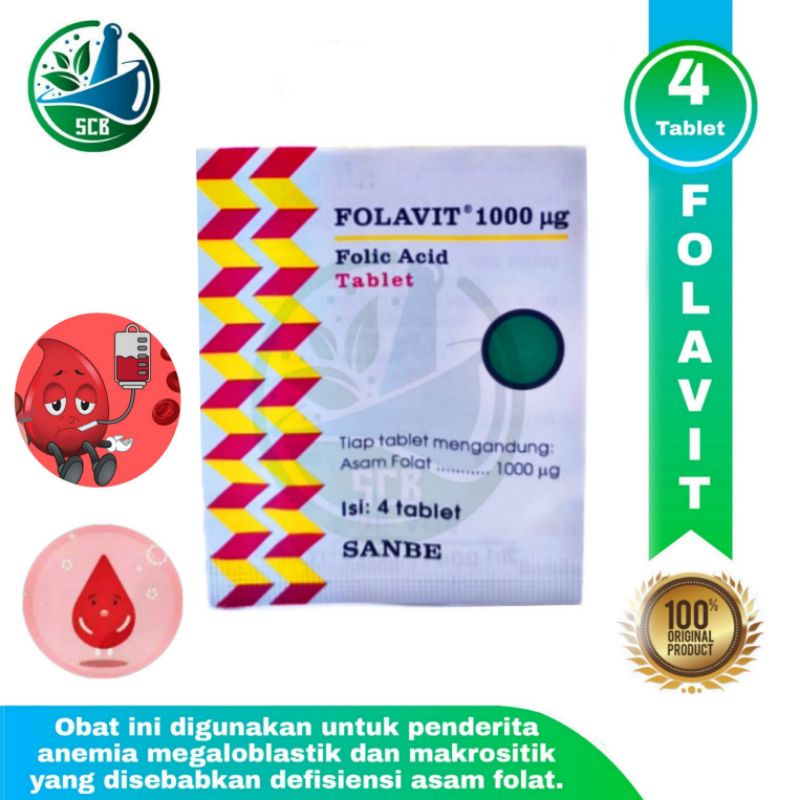 Jual Folavit 1000mg Tablet isi 4 tablet Obat untuk anemia & makrositik Shopee Indonesia