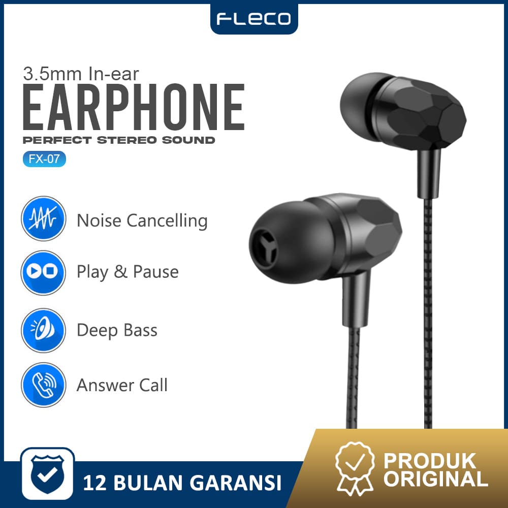 Jual Earphone Mic Earbuds in Ear Noise Cancelling Awet Universal FX07