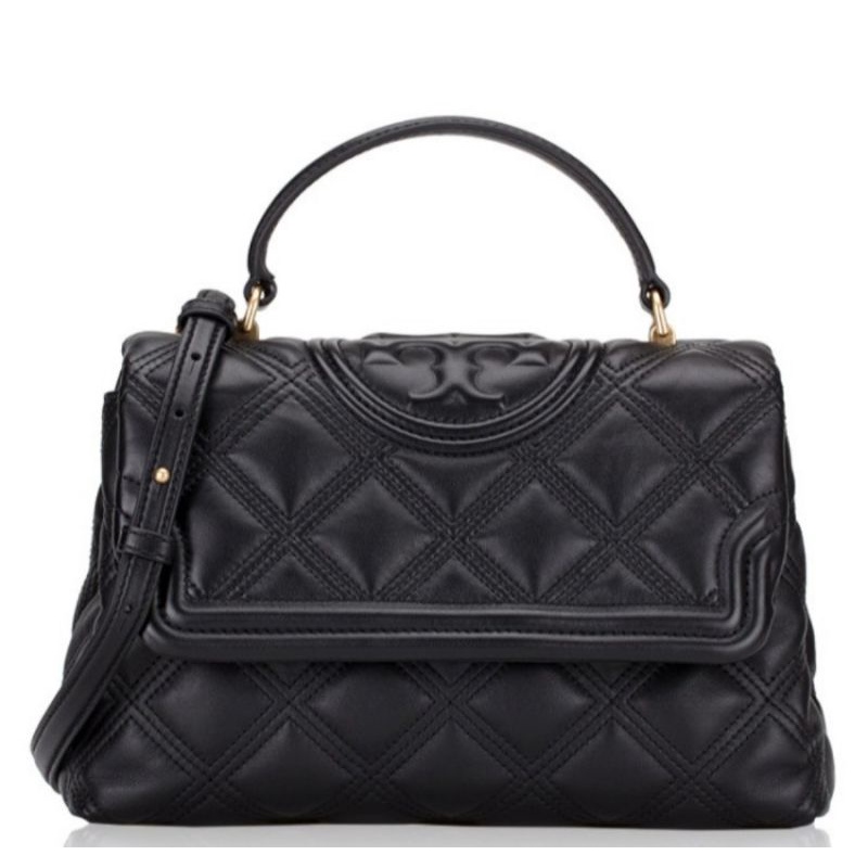 Jual Tory Burch Fleming soft Top Handle Satchel Black Shopee Indonesia