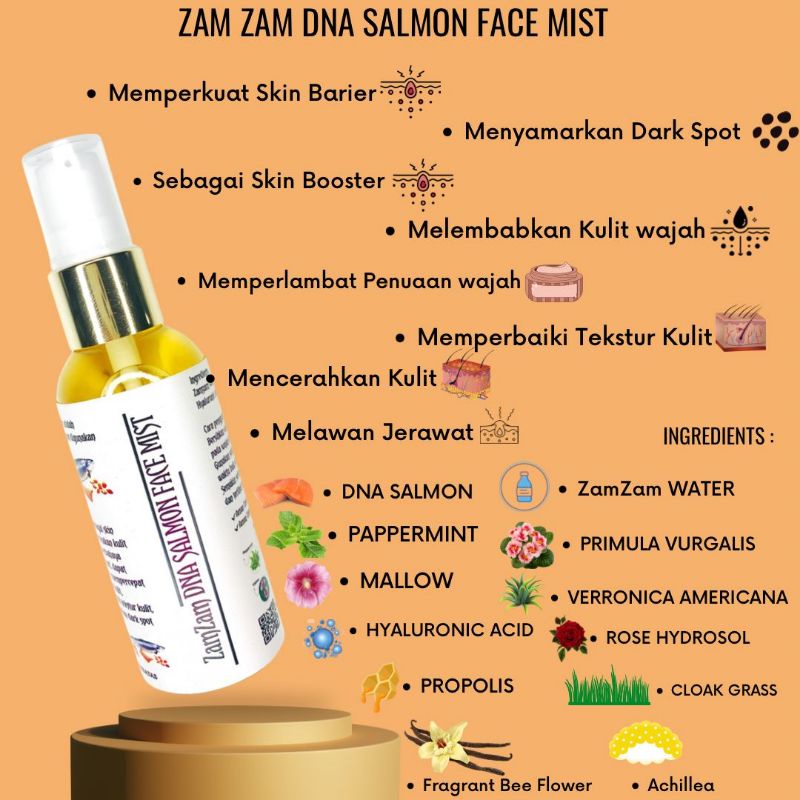 Jual DNA SALMON ZAMZAM GLUTA FACE MIST PREMIUM SAFFRON FACE MIST