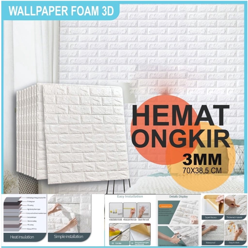 Jual Wallpaper Dinding 3D Embossed 70 x 38 Modern Foam Timbul Motif