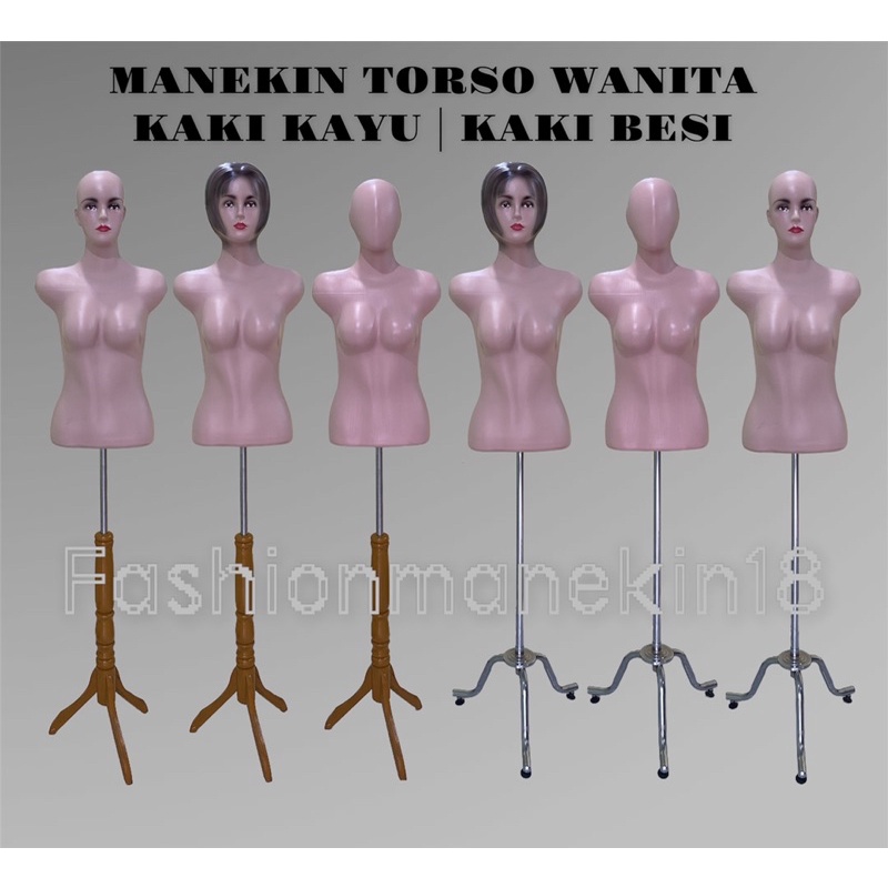 Jual MANEKIN WANITA SETENGAH BADAN FULL KEPALA 1 SET KAKI TIANG