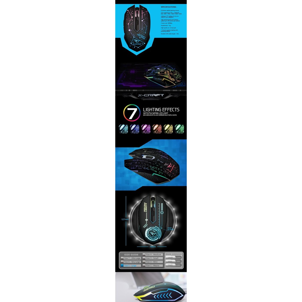 Jual STOK TERBARU Alcatroz Xcraft Pro Noiz Z8000Macro Gaming Mouse