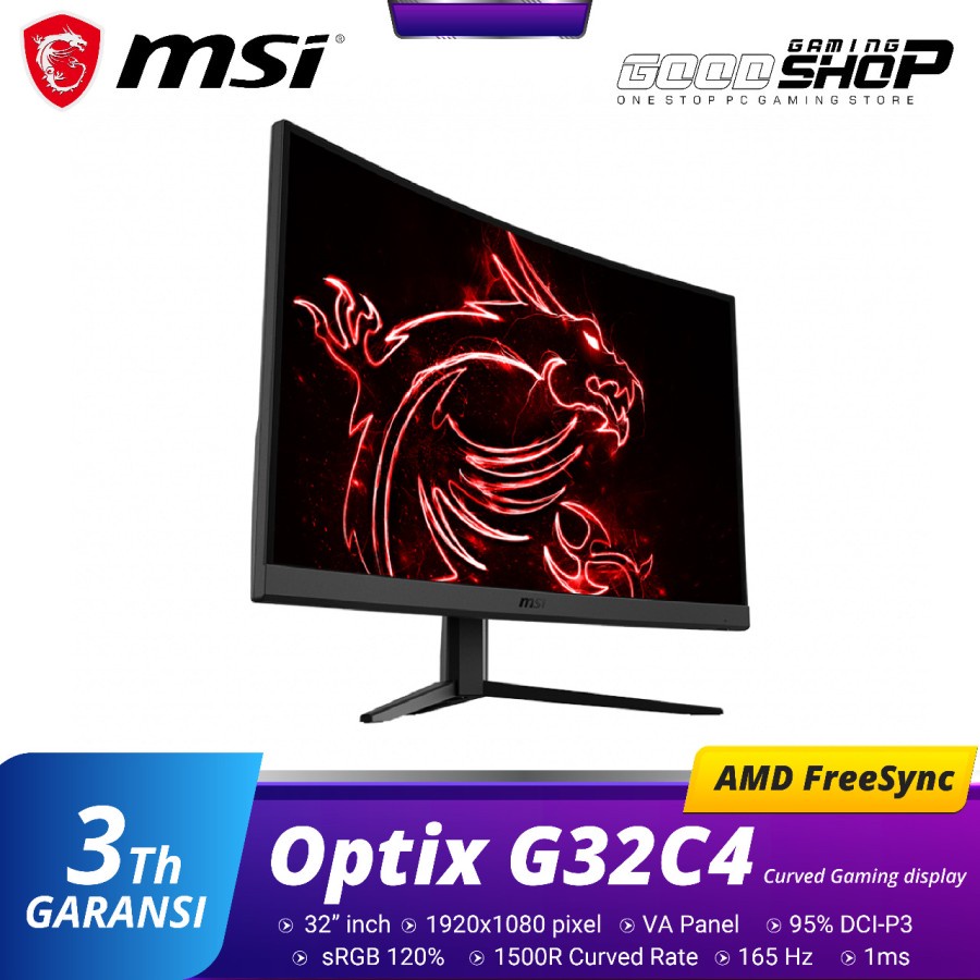 Jual MSI OPTIX G32C4 MONITOR 32" Full HD 1080p, 165Hz, 1ms, VA Shopee Indonesia