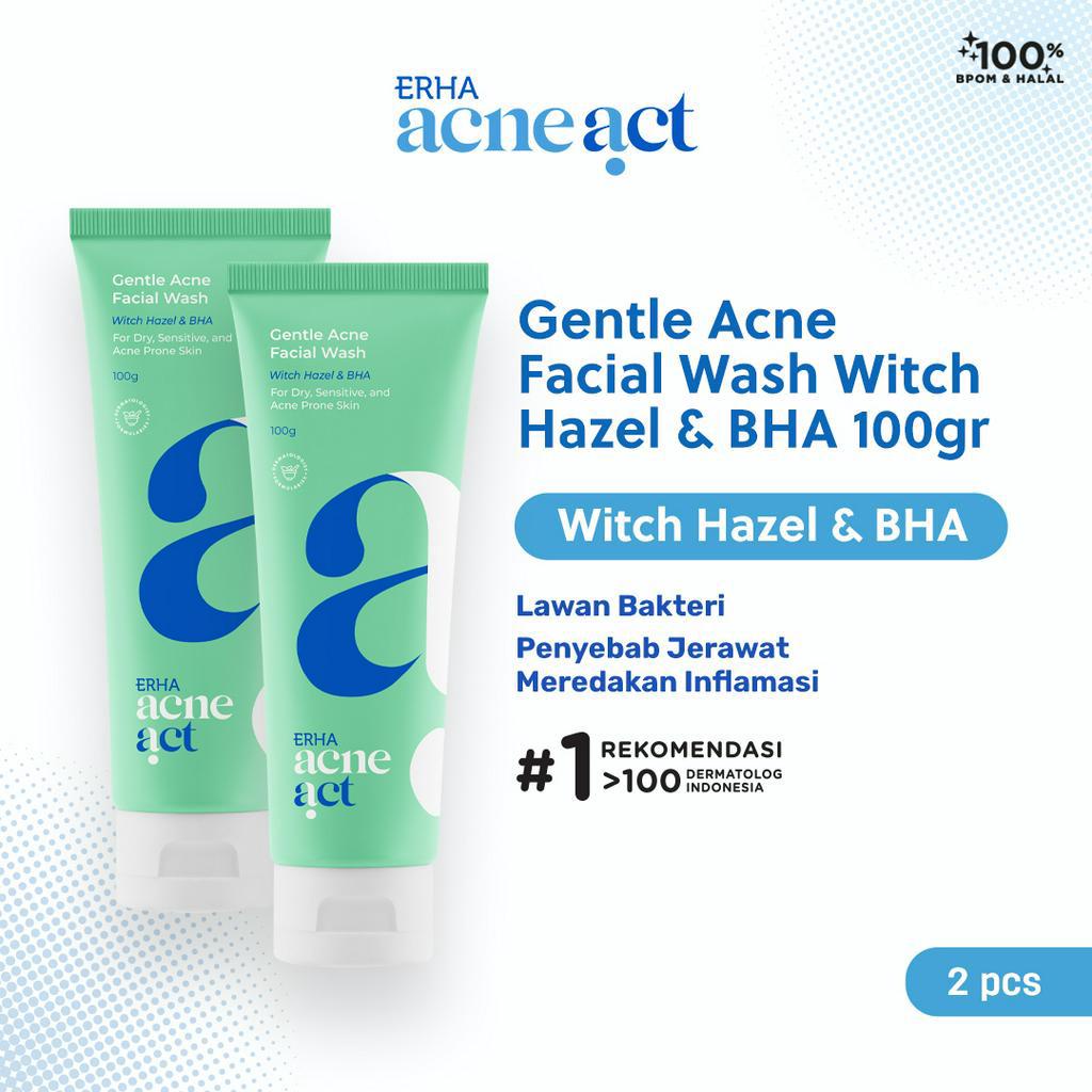 Jual ERHA Twinpack Acneact Gentle Acne Facial Wash Witch Hazel & BHA