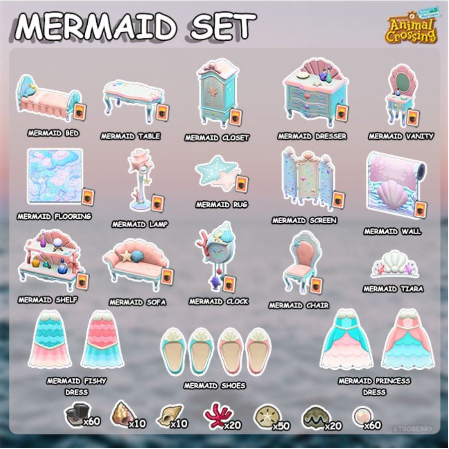 Jual Mermaid Item Set ACNH + Material Animal Crossing Shopee Indonesia