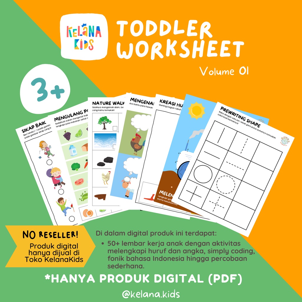 Jual Printable Worksheet Vol 01 Untuk Anak Usia 3 Tahun TK PAUD 55
