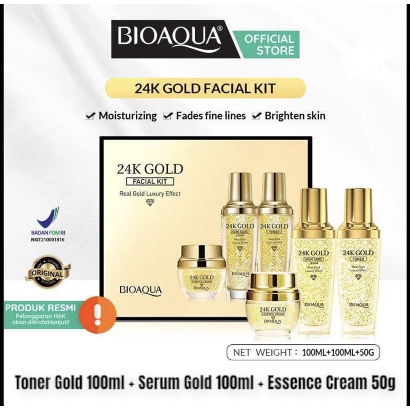 Jual BIOAQUA 24K Gold Facial kit Paket Besar Shopee Indonesia