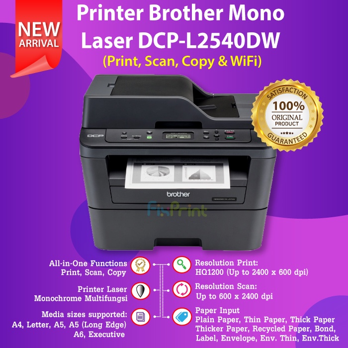 Jual Printer Brother DCPL2540DW WiFi Mono Laserjet Print Scan Copy