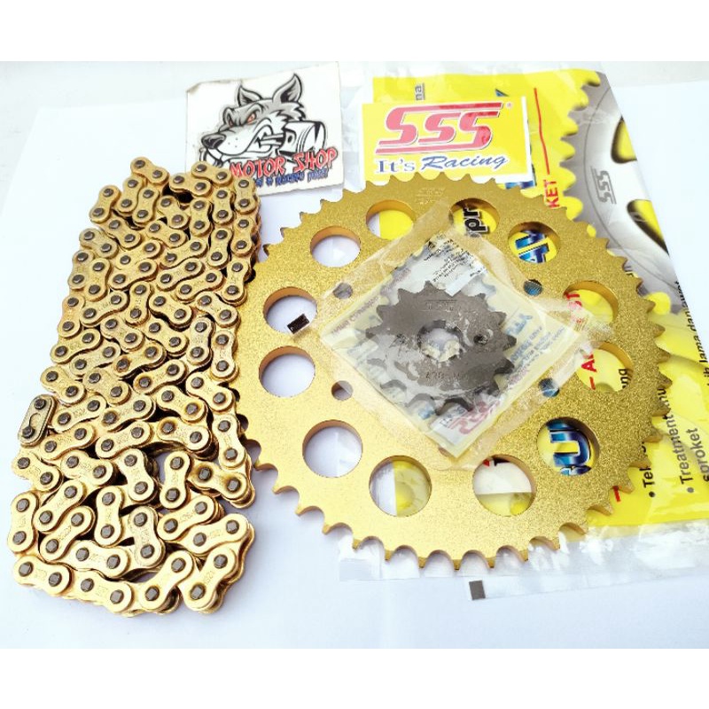 Jual Gir Gear Set Gearset Sss 428 Vixion BySon R15 V1 V2 Jupiter MX King Gear Warna Gold Emas