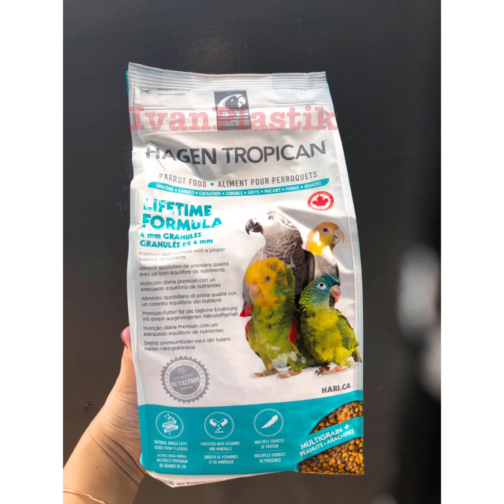 Jual Hagen Tropican Lifetime Formula Parrot Granules 820g 4mm Shopee
