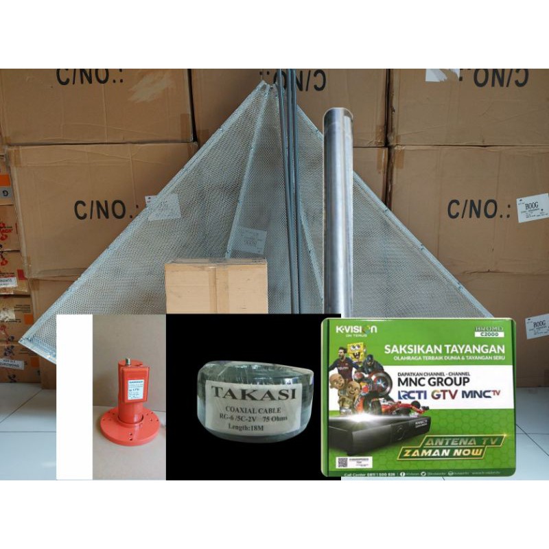 Jual Antena parabola jaring 6feet lengkap receiver k vision bromo