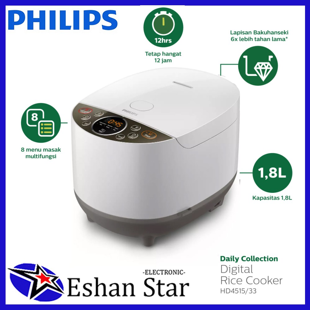 Jual Philips Digital Rice Cooker 1.8L HD4515/33 Shopee Indonesia
