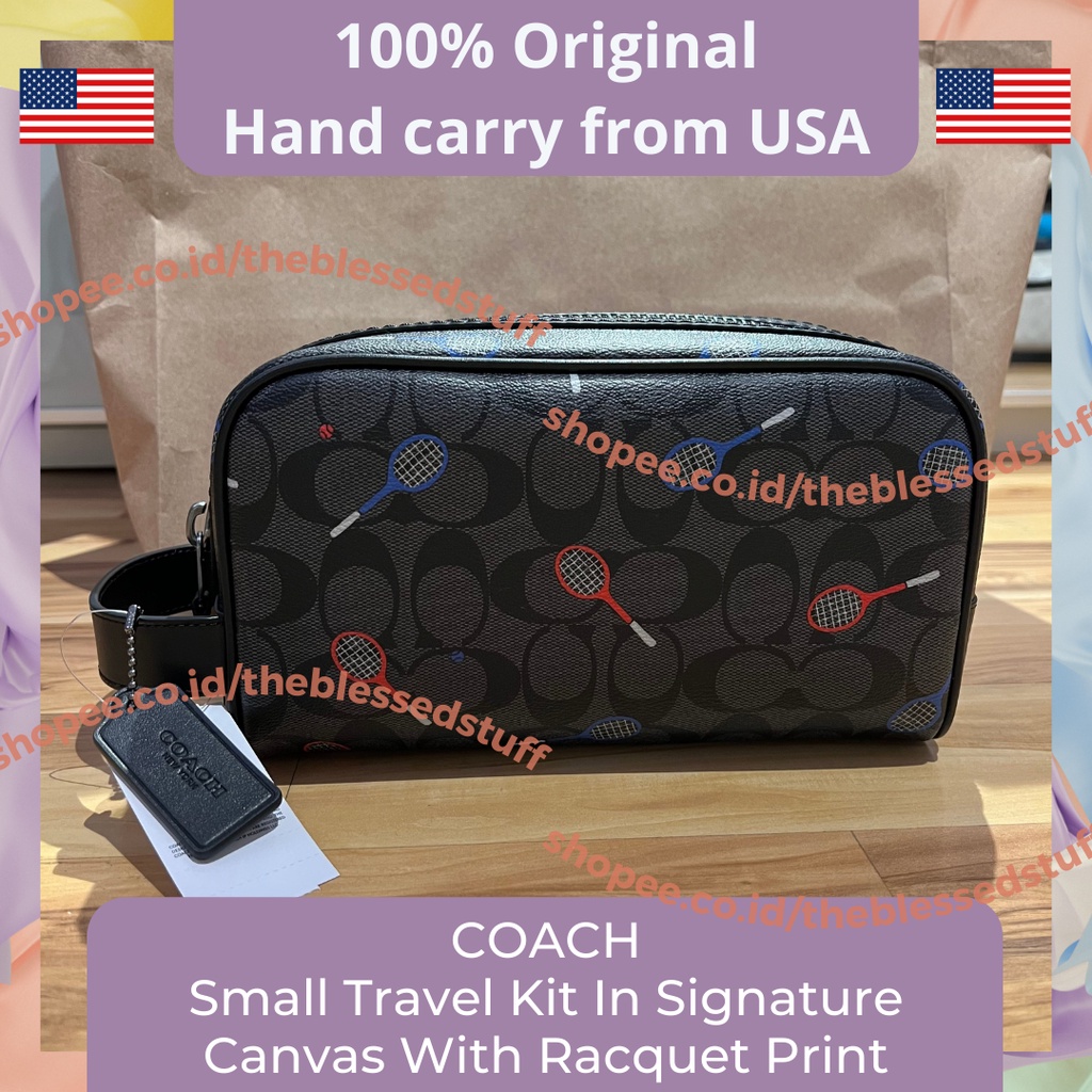 Jual COACH Small Travel Kit In Signature Canvas With Racquet Print 100 Original USA Shopee